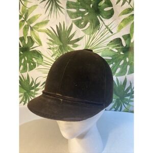 Vtg Mchal Equestrian Horse Racing Helmet Leather Lining Velvet Brown